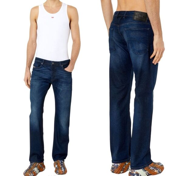 Diesel Waykee Straight Jeans Sz 27 x 30 Dark Blue Rigid Cotton Denim Western - Picture 1 of 16